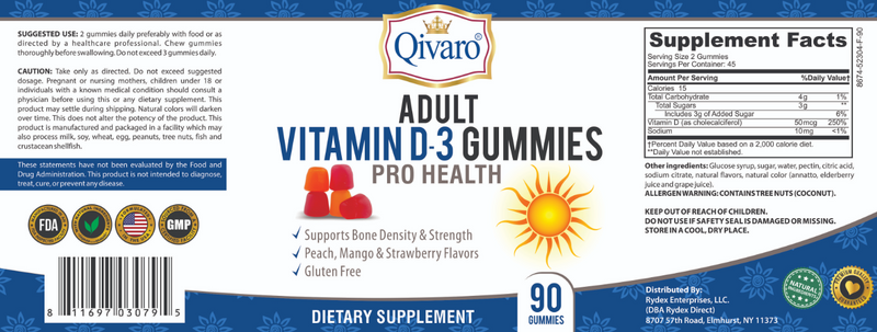 QAG05 - 成人素食維他命D軟糖 | VITAMIN D-3 GUMMIES PRO HEALTH by QIVARO
