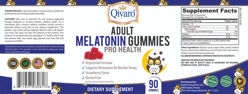 QAG06 - 成人素食軟糖睡眠寶 | ADULT MELATONIN GUMMIES PRO HEALTH by QIVARO