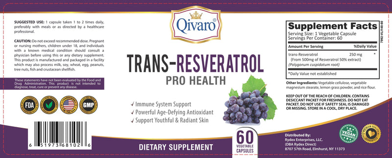 QIH06 - 反式白藜蘆醇 | TRANS-RESVERATOL PRO HEALTH by QIVARO